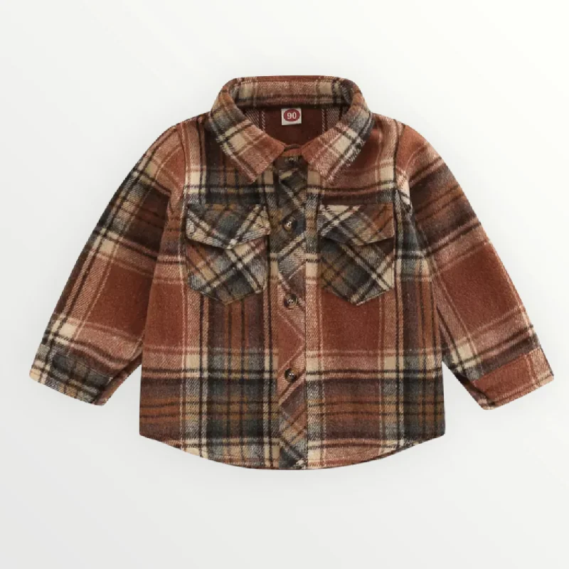 Plaid Shirt Shacket - Brown