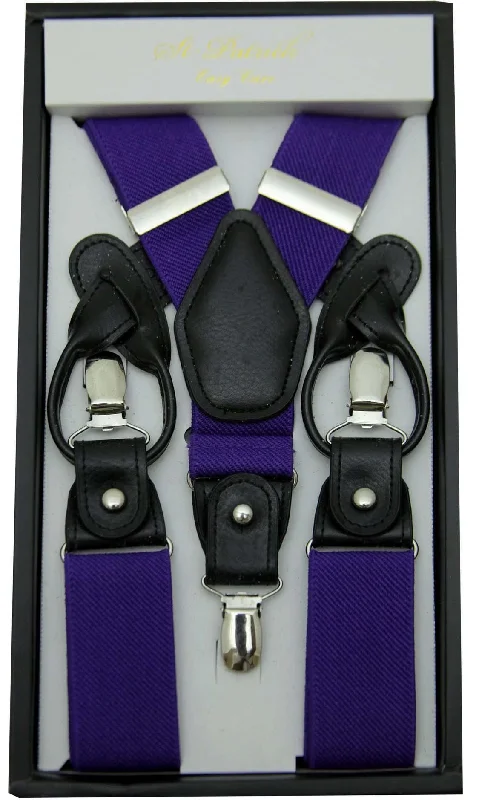 Purple Convertible Suspender Clip & Button