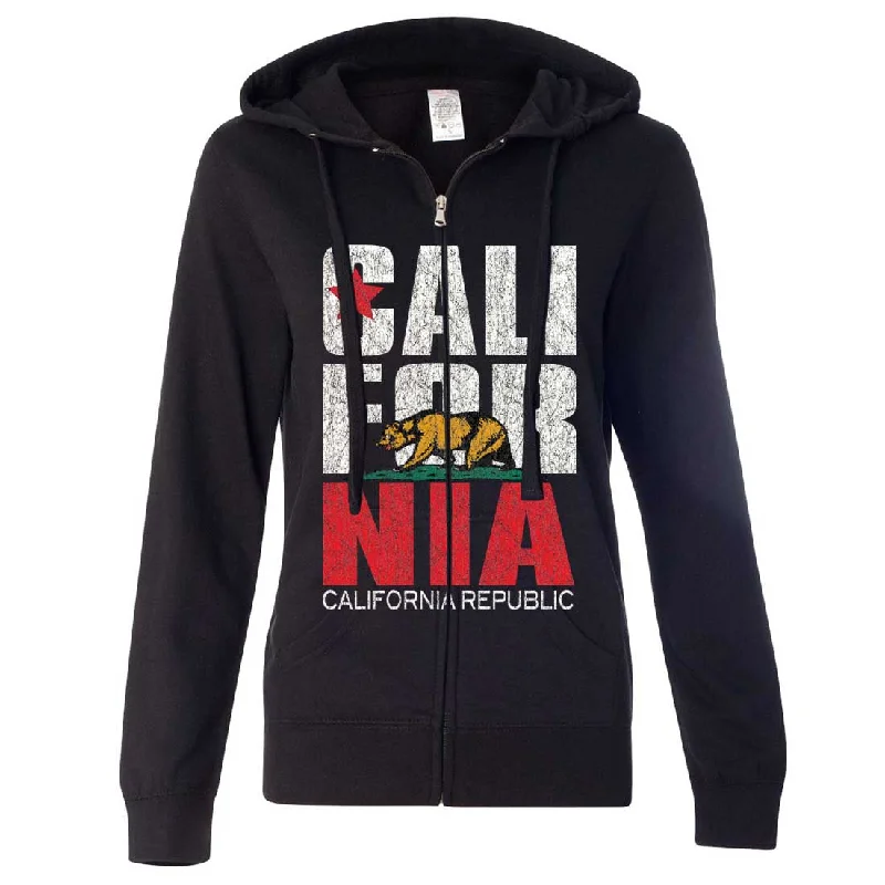 California Republic Vintage Retro Ladies Zip-Up Hoodie