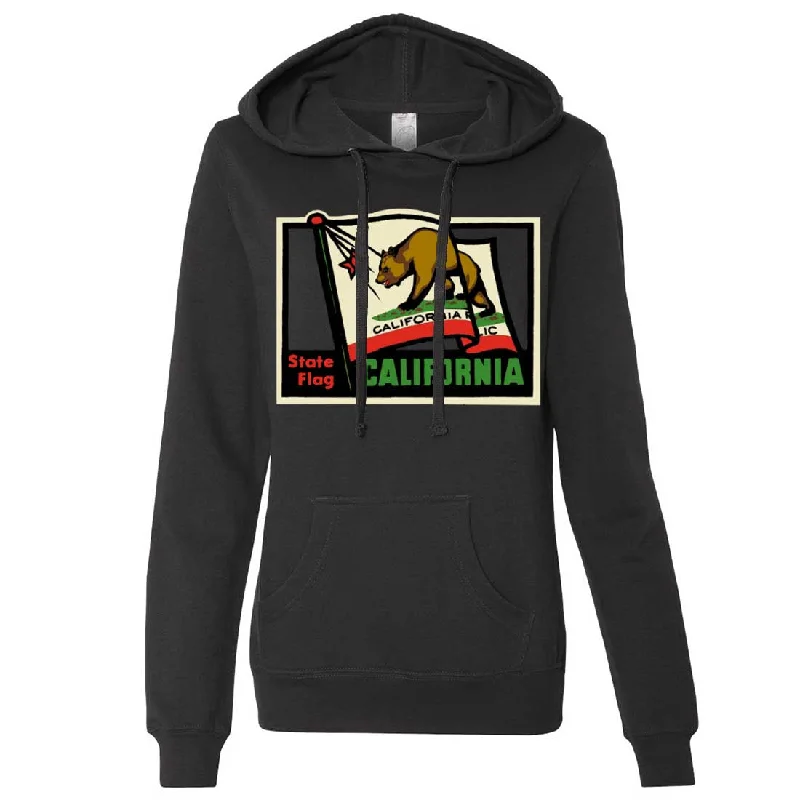 California Vintage State Flag Ladies Lightweight Fitted Hoodie