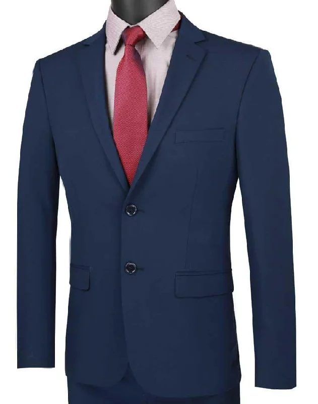 Ultra Slim Fit Stretch 2 Piece Suit Color Navy