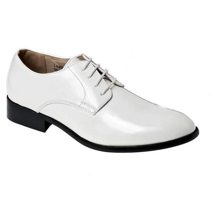 White Lace Up Tuxedo Shoes