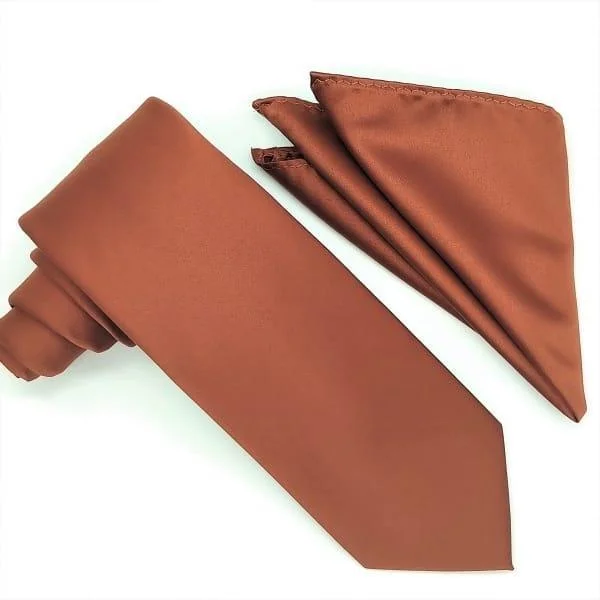 Rust Tie and Hanky Set