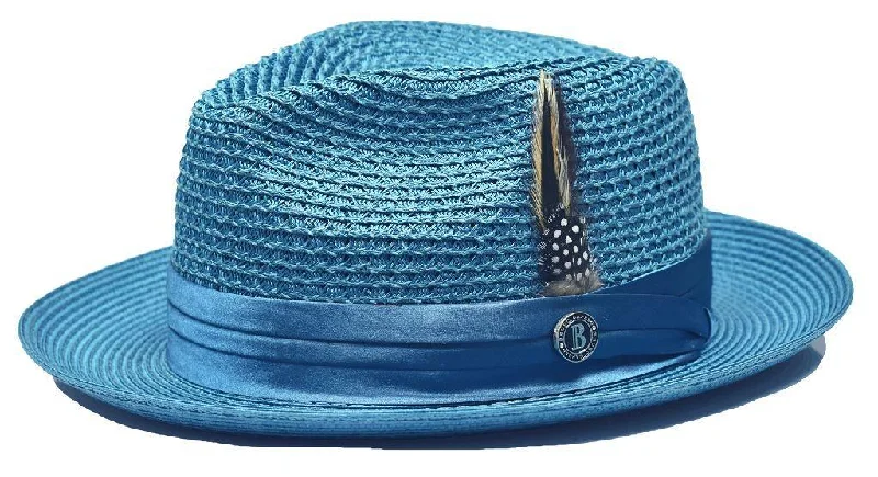 Teal Fedora Braided Straw Hat