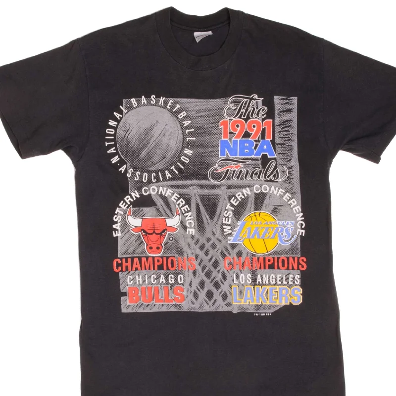 VINTAGE NBA CHICAGO BULLS VS LA LAKERS TEE SHIRT 1991 MEDIUM MADE IN USA
