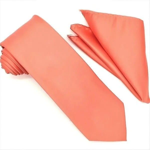 Coral Tie and Hanky Set