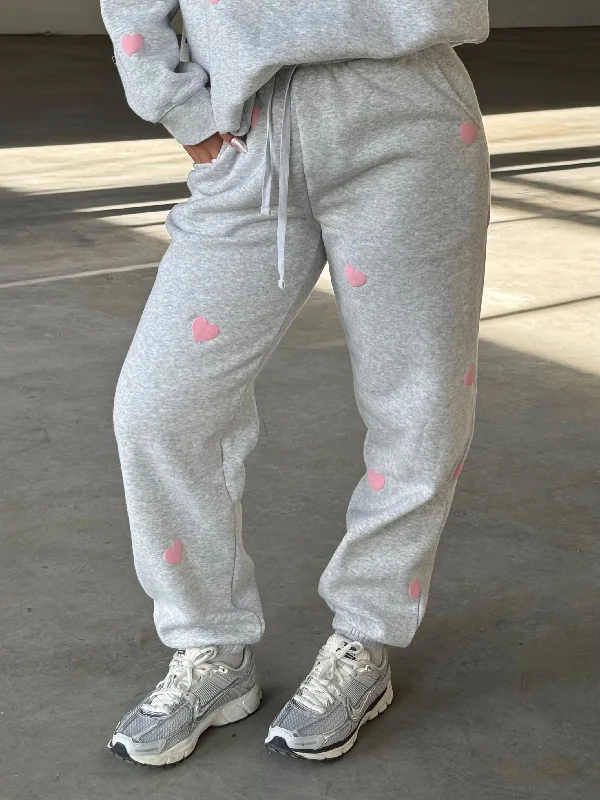 Stylish Comfort All Over Puff Heart Oversized Jogger