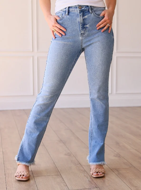 Cozy Look The Jane Medium Wash Side Split-Hem Jeans