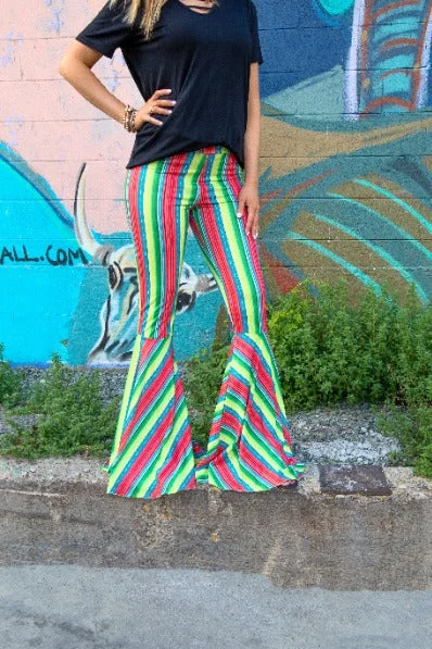 Cozy Chic Strutting in Serape Flare Pants