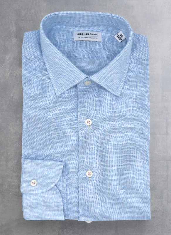 Alexander in Light Blue Gingham Linen Shirt