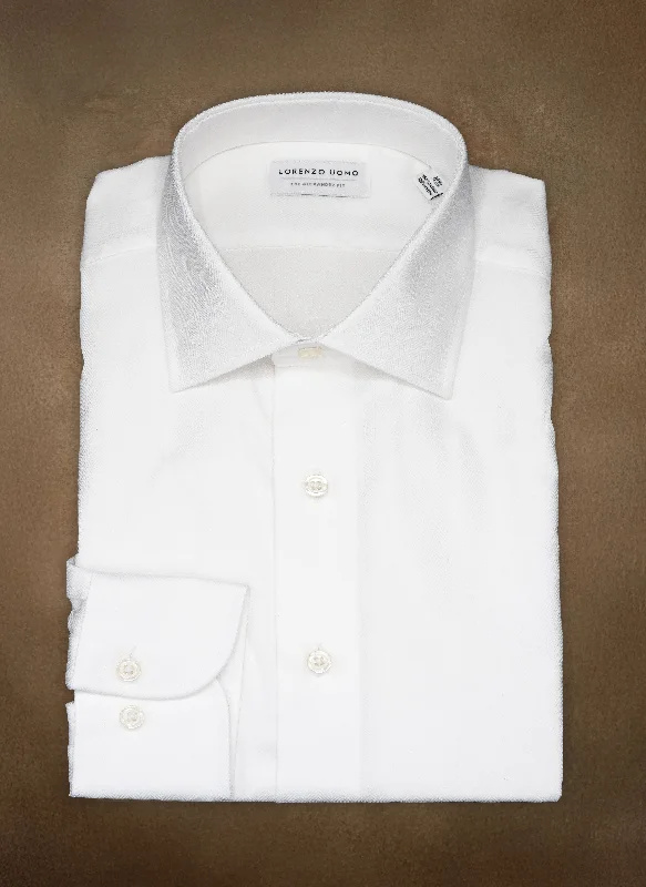 Alexander in White Herringbone Shirt