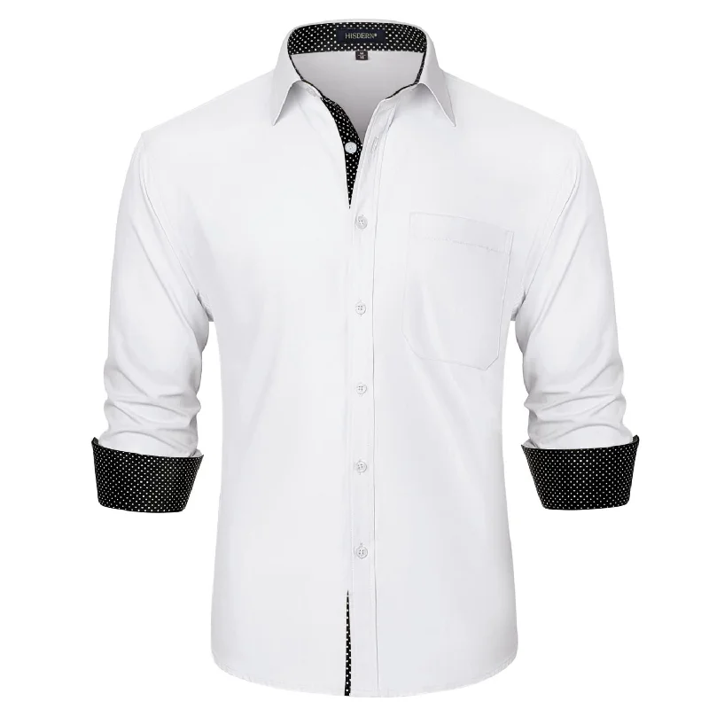 Men's Patchwork Dress Shirt with Pocket - G-WHITE 1