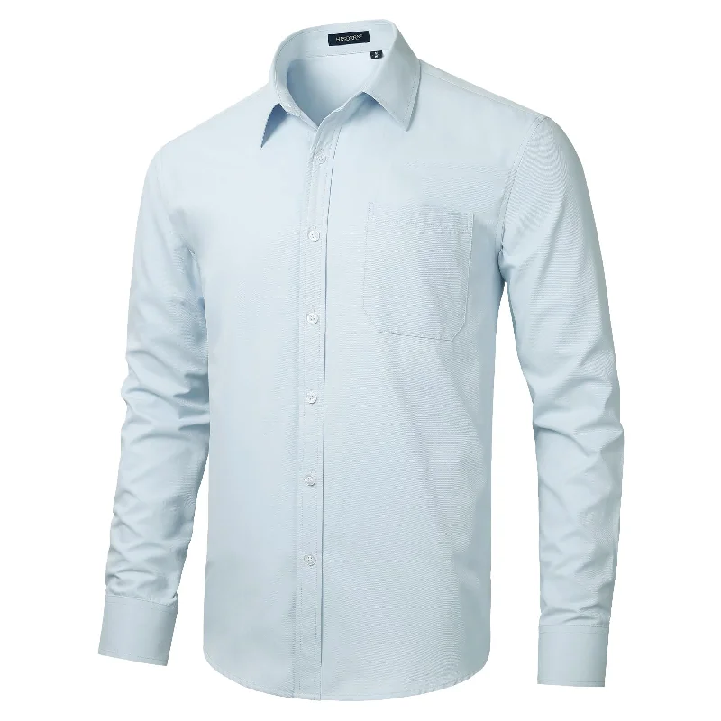 Casual Chic Men's Dress Shirt with Pocket - MICRO TWILL BLUE