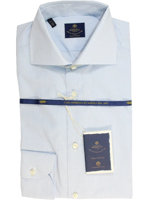 High-quality Design Luigi Borrelli Dress Shirt ROYAL COLLECTION White Blue Micro Check 38 - 15 High-quality Design Luigi Borrelli Dress Shirt ROYAL COLLECTION White Blue Micro Check 38 - 15