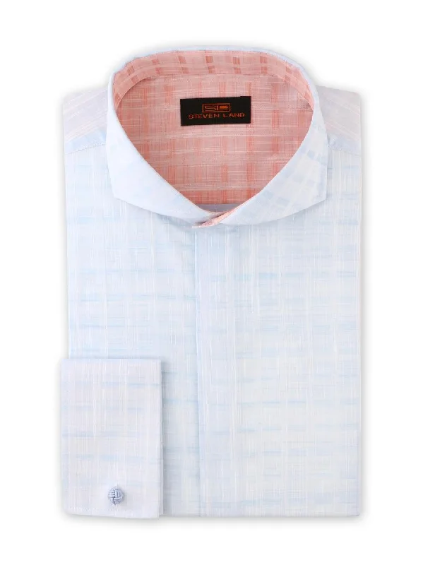 Strié Check Dress Shirt | Blue | DA1902