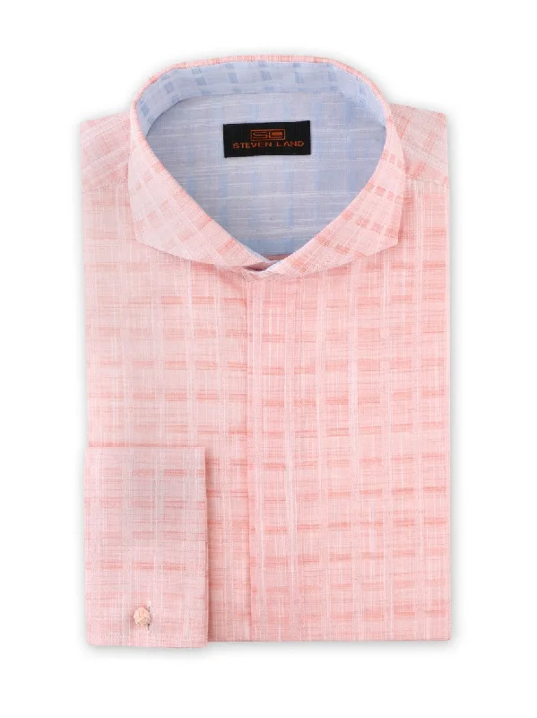 Strié Check Dress Shirt | Peach | DA1902