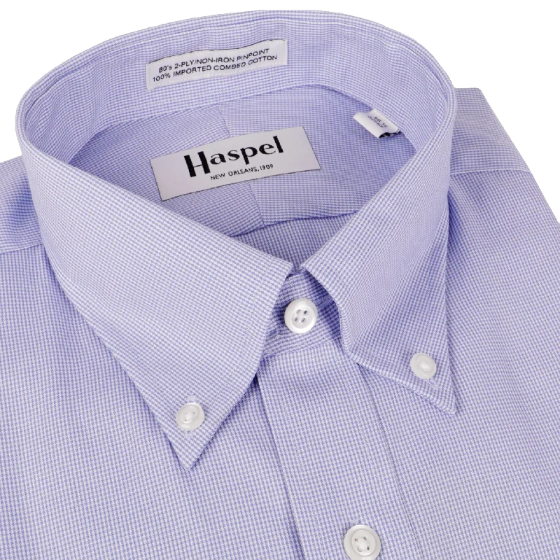 Howard Lt. Blue Mini Houndstooth (Regular Fit) Dress Shirt - Button Down Collar