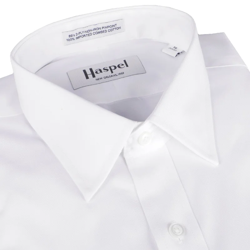 Dauphine Solid White Pinpoint Oxford (Regular Fit) Dress Shirt - Spread Collar