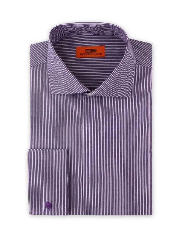 Pencil Stripe Dress Shirt | Purple | DC1941