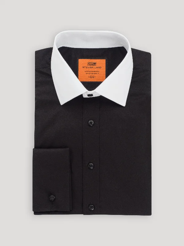 Wrinkle & Shrink Resistant | 100% Cotton Poplin Contrast Collar Dress Shirt