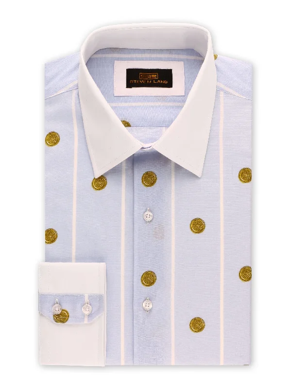 Steven Land | Greek Medallion Dress Shirt | Blue