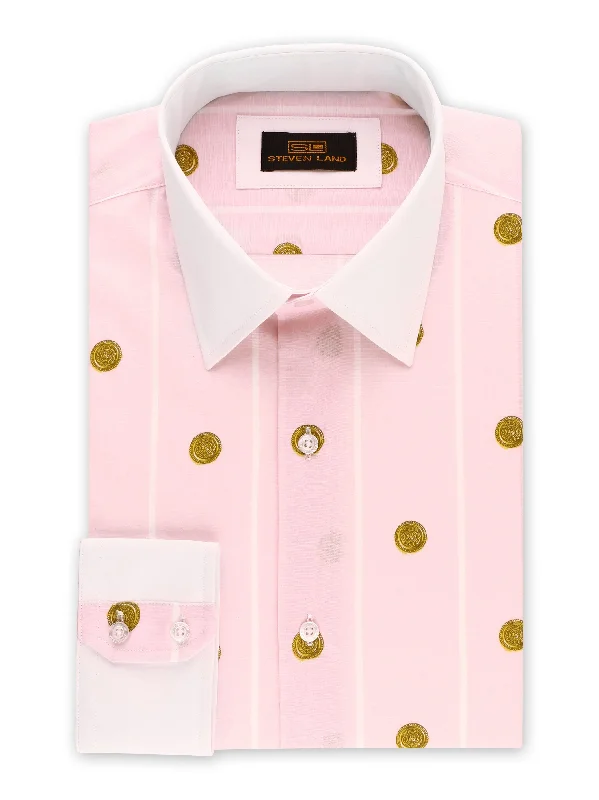 Steven Land | Greek Medallion Dress Shirt | Ibiza Pink