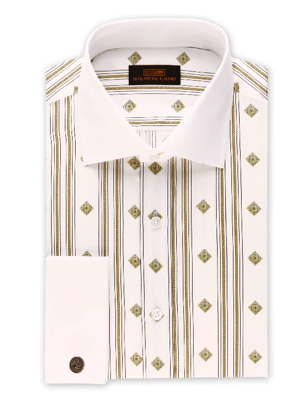 Steven Land | Roman Chains Dress Shirt + Cufflink | White