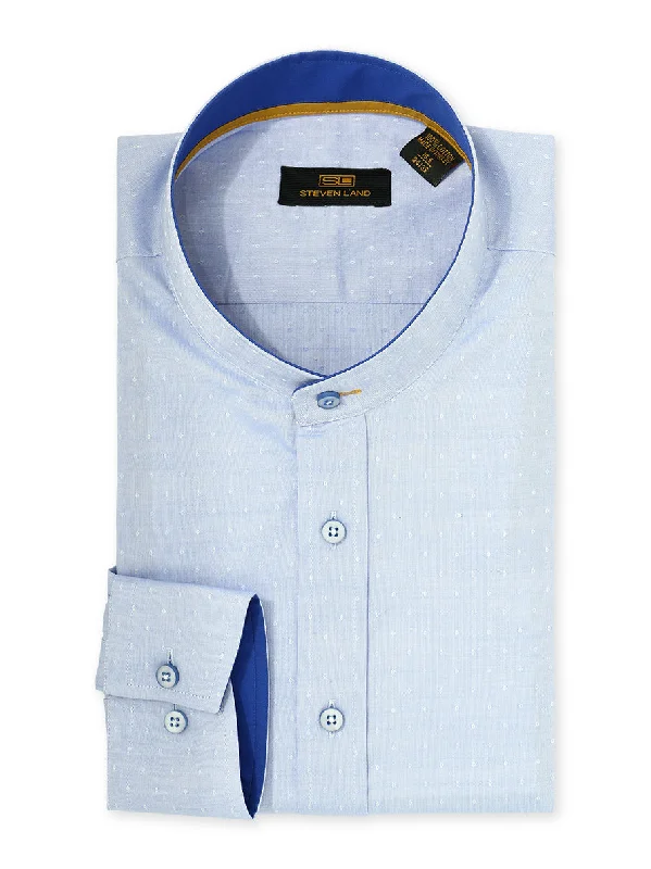 Steven Land | Banded Collar Stretch Textured Dress Shirt