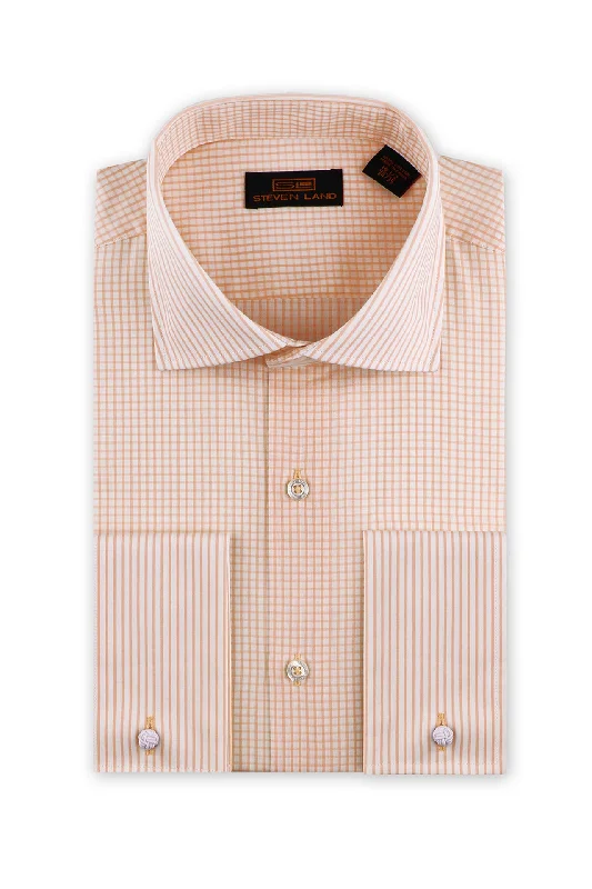 Steven Land | Flextime Dress Shirt French Cuff &  Spread collar Dress Shirt | Peach Color