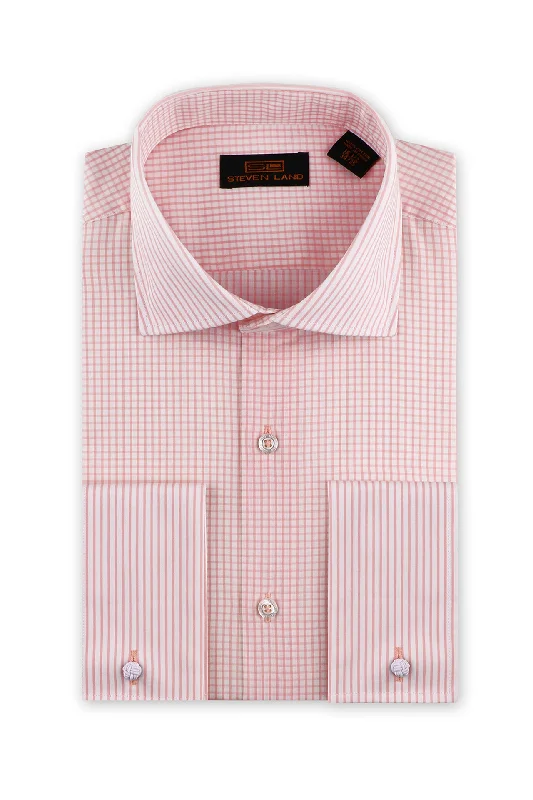 Steven Land | Flextime Dress Shirt French Cuff &  Spread collar Dress Shirt | Pink Color