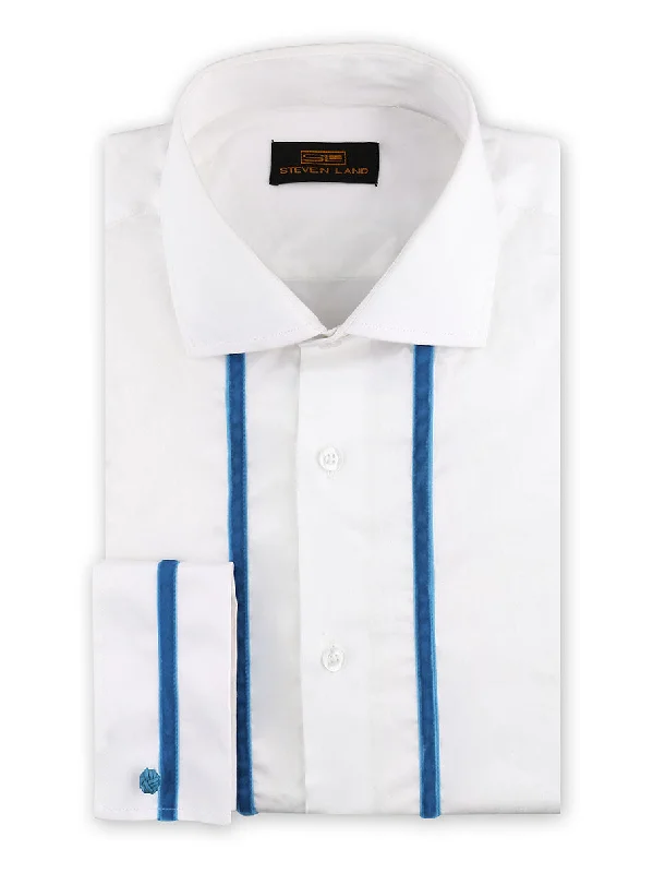 Steven Land | Velvet Tuxedo Dress Shirt | Blue