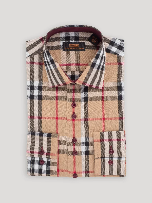 The Tartan III Dress Shirt | Regular Barrel Cuff & Classic Collar | Khaki