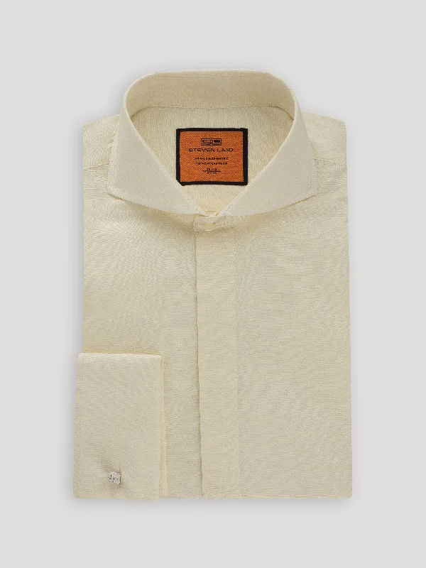 Hidden Placket 100% Cotton | Cutaway Collar | French Cuff | Classic Fit | Cream