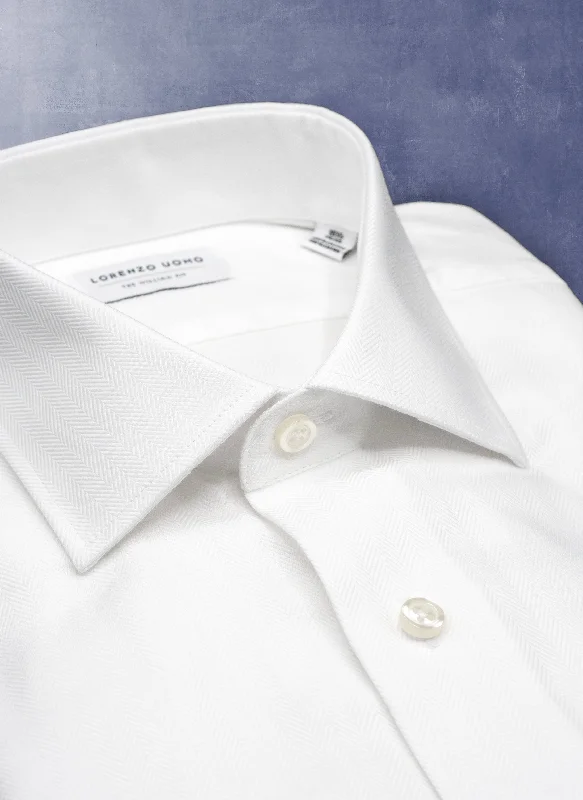 William in White Herringbone Shirt