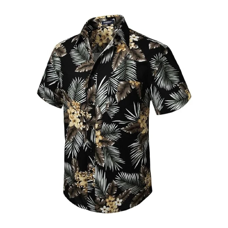 Fashion Pioneer Funky Hawaiian Shirts with Pocket - BLACK-2