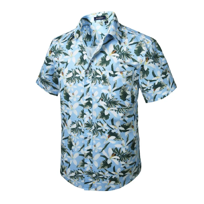 Funky Hawaiian Shirts with Pocket - LIGHT BLUE-1ZFH133B