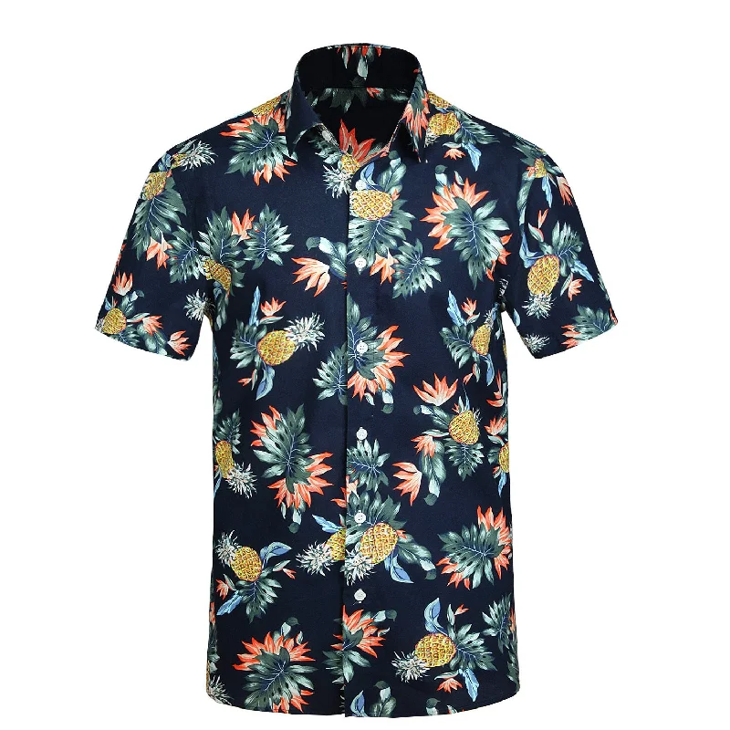 Funky Hawaiian Shirts with Pocket - NAVY BLUE