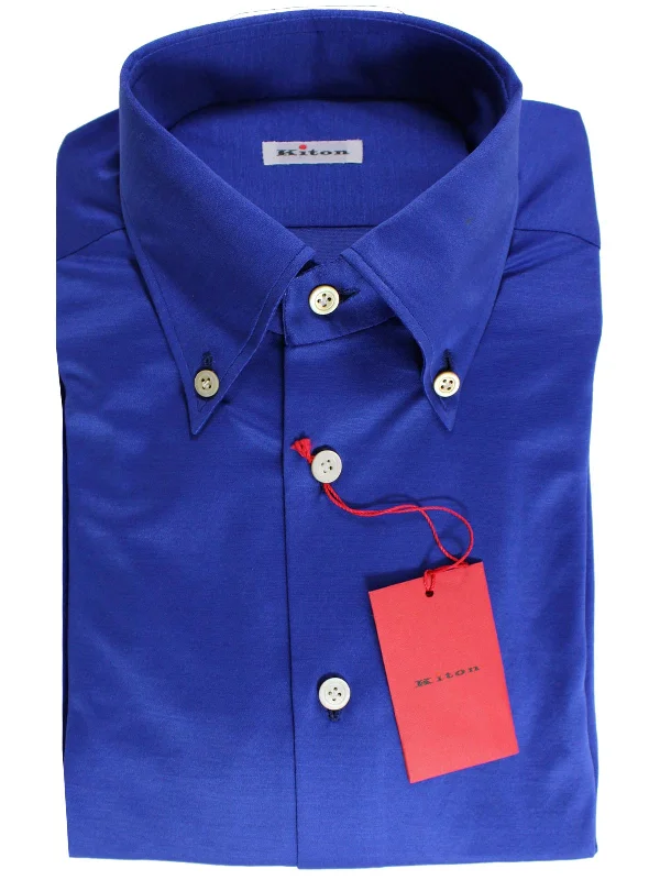 Fashion And Simplicity Kiton Shirt Royal Blue - Button Down Collar Shirt 39 - 15 1/2 SALE