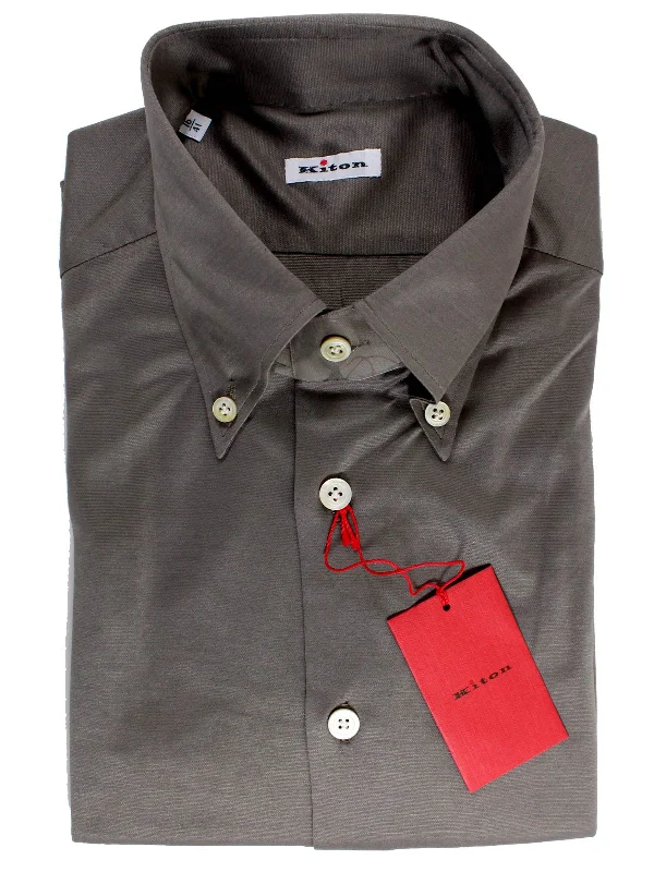 Advanced Design Kiton Shirt Taupe-Gray Button Down Collar Shirt 38 - 15 REDUCED -SALE Advanced Design Kiton Shirt Taupe-Gray Button Down Collar Shirt 38 - 15 REDUCED -SALE
