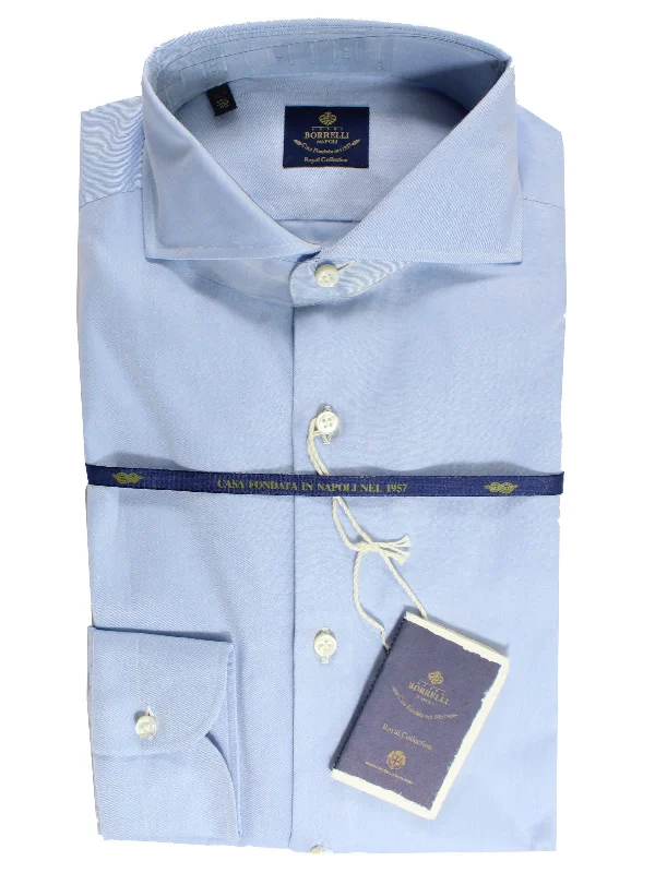Unique Fashion Luigi Borrelli Dress Shirt ROYAL COLLECTION Blue 40 - 15 3/4