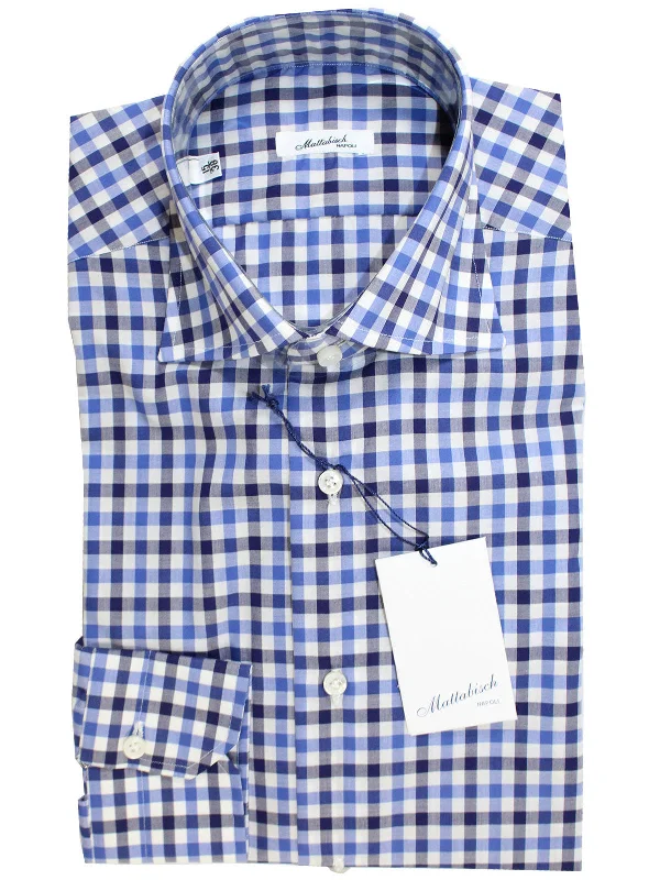 Energy Wear Mattabisch Napoli Shirt Royal Blue White Navy Check 38 - 15 SALE