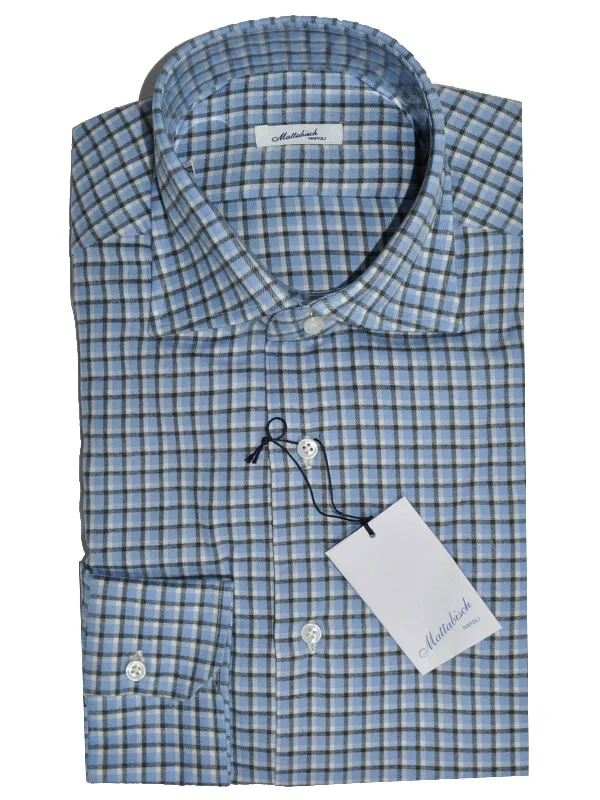 Fashion Must-have Mattabisch Sport Shirt Blue Black White Check - Flannel Cotton 39 - 15 1/2 REDUCED - SALE Fashion Must-have Mattabisch Sport Shirt Blue Black White Check - Flannel Cotton 39 - 15 1/2 REDUCED - SALE