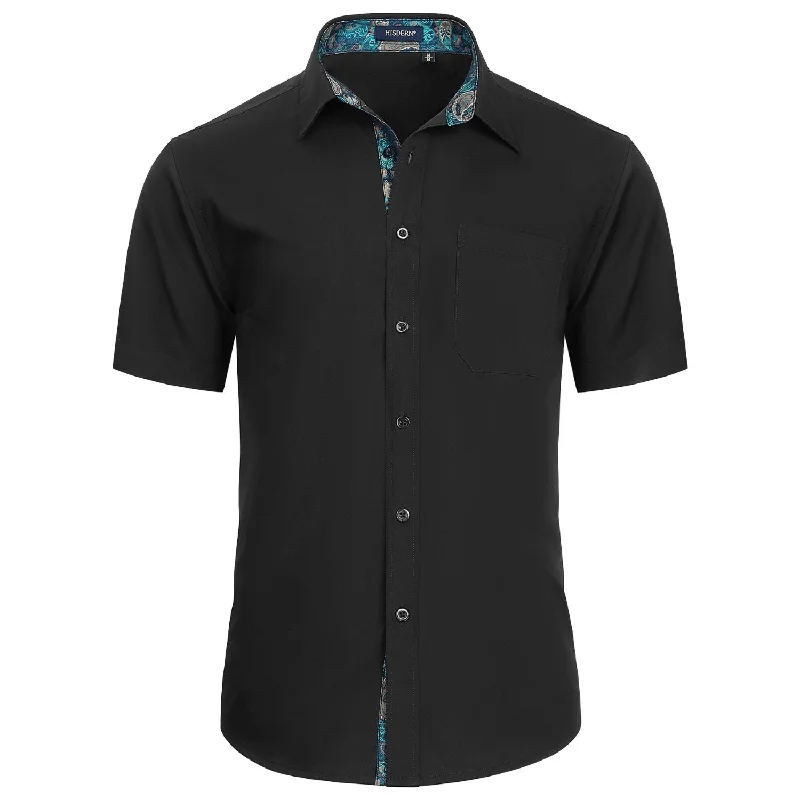 Men's Short Sleeve Shirt with Pocket - A1-BLACK