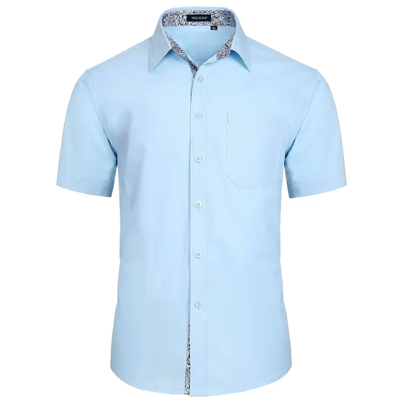 Men's Short Sleeve Shirt with Pocket - A1-BLUE