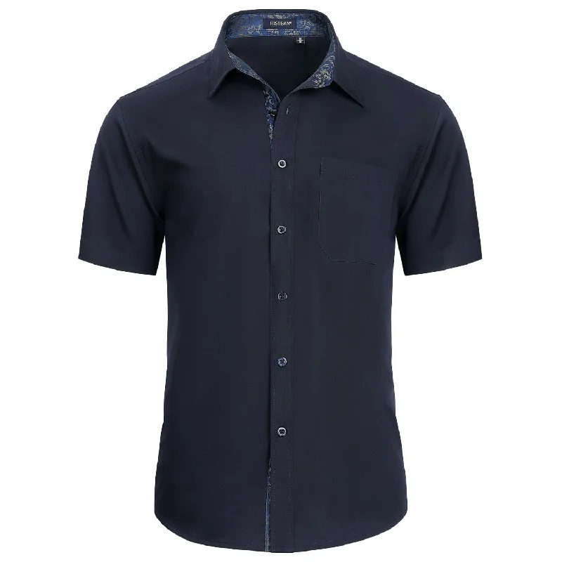 Men's Short Sleeve Shirt with Pocket - A1-NAVY BLUE