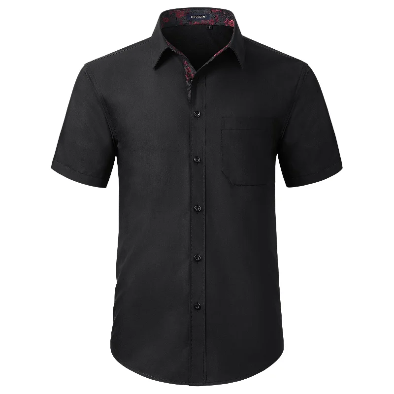 Men's Short Sleeve Shirt with Pocket - B1-BLACK B