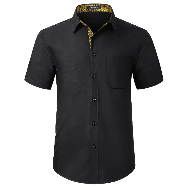 Men's Short Sleeve Shirt with Pocket - B1-BLACK Y