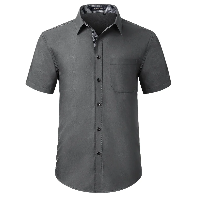 Men's Short Sleeve Shirt with Pocket - B1-GRAY