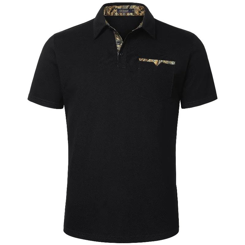 Men's Polo Shirt with Pocket - A4-BLACK2