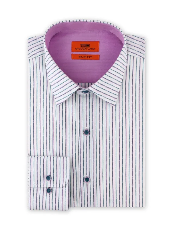 Contrast Stripe Dress Shirt for Men | Sea Foam